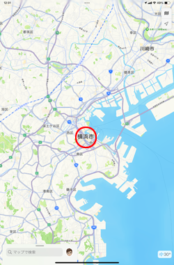 iPadでマップで地図上の都市名をタップする