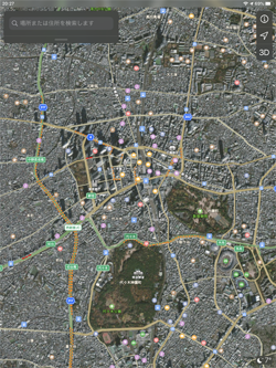 iPadのマップで航空(渋滞)写真に交通情報を表示する