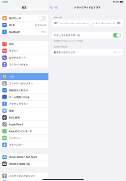 iPadでBluetoothマウスのスクロールの方向や副ボタンの割り当てを変更する