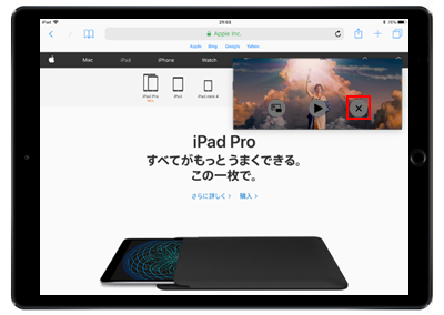 iPadでピクチャ・イン・ピクチャの画面を閉じる