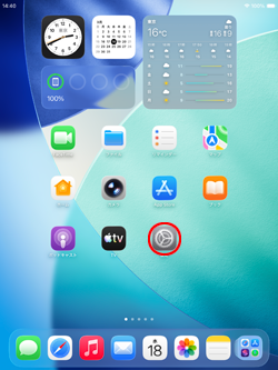 iPadの設定アプリでパスコードの設定画面を表示する