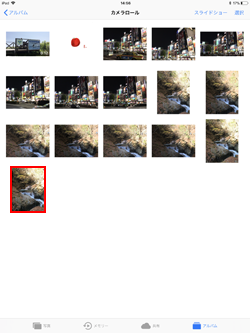 iPadの写真アプリで静止画として保存したい「Live Photos」の写真を選択する