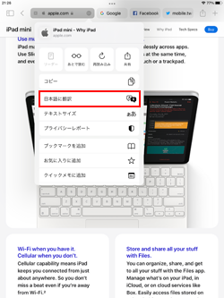 iPadのSafariでWebサイトを日本語に翻訳する