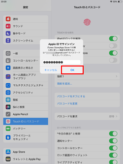 iPadでApple IDでサインインしてTouch IDの使用を許可する