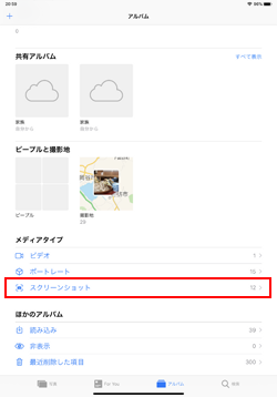 iPad Proで「スクリーンショット」を選択する