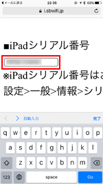 iPadのシリアル番号を入力する