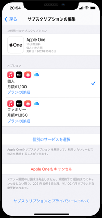 iPhoneでApple Oneの登録を完了する