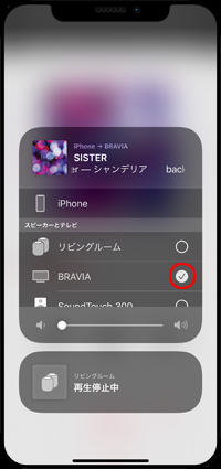 iPhoneから音楽をブラビアに出力して再生する