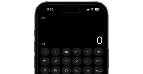 iPhoneの計算機(電卓)アプリでメモリーキー(m+/m-/mr/mc)を表示する方法