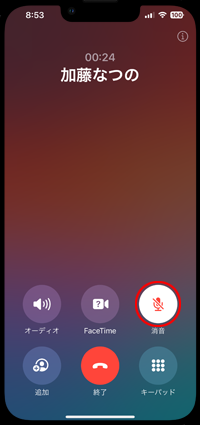 iPhoneで電話中に消音にする