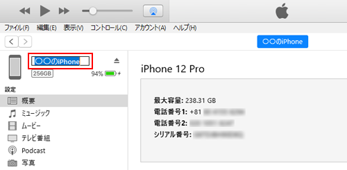 iPhoneのデバイス名を入力する