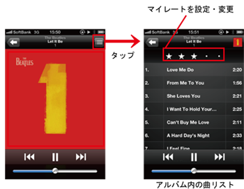 iPhone 曲リストの表示