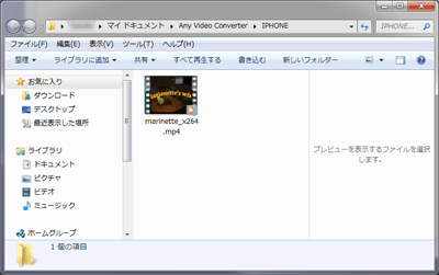 Any Video Converterで変換した動画を表示する