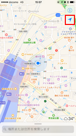 iPhoneのマップで自分の向いている方向を表示する