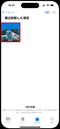 iPhoneで最近削除した画像や動画を選択する