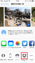 写真アプリで「Dropboxに保存」をタップする