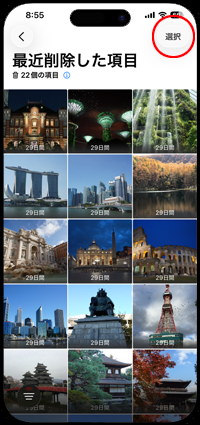 最近削除した項目ですべての削除済み写真を削除する