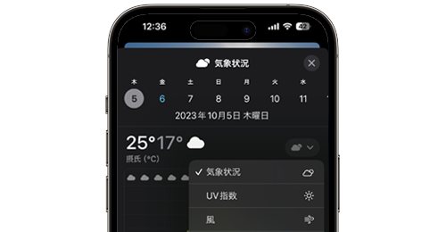 iPhoneで前日の天気(気温/気象状況)を表示・確認する