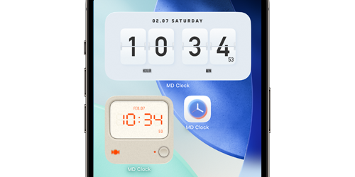 「時計 MD Clock」アプリでiPhoneのホーム画面に日付と時計の秒数をデジタル表示する
