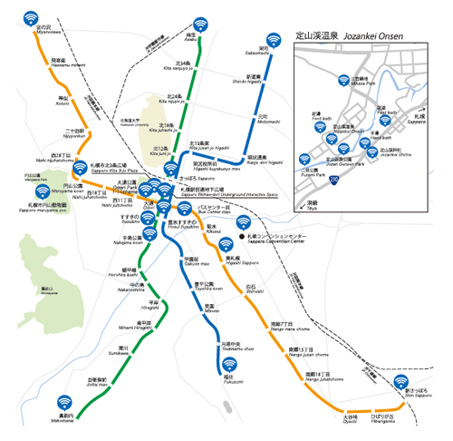 「Sapporo City Wi-Fi」のサービスエリア